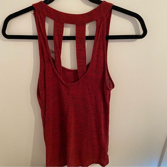 HAPPENING in the present h.i.p dark red tank top with back cut outs size small - Picture 2 of 5